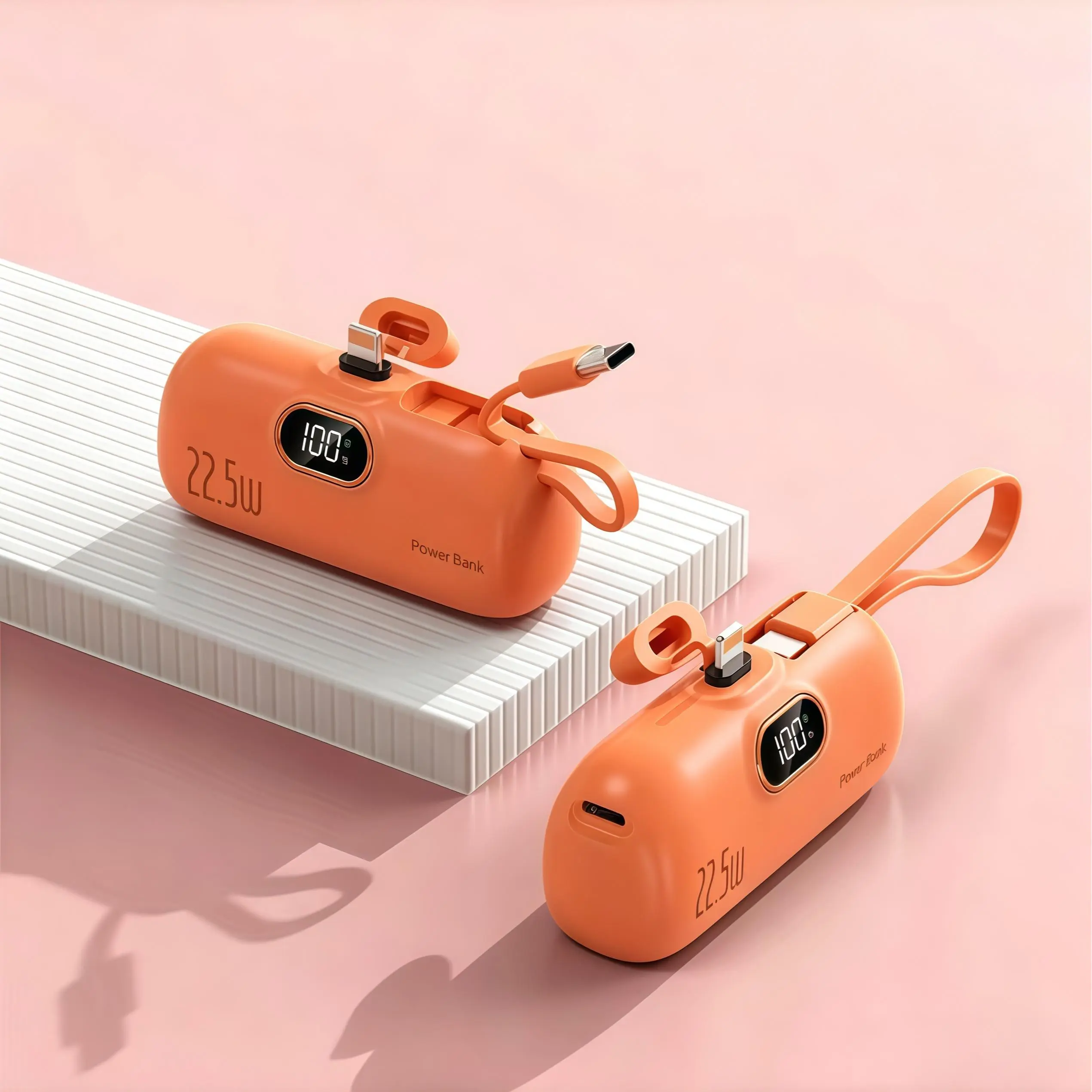 5000mAh Mini Portable Charger with 22.5W Output, Features Two USB Ports (Type-C & USB-A) and Digital Power Display for Accurate Monitoring, Compact and Lightweight Design Ensures Easy Portability